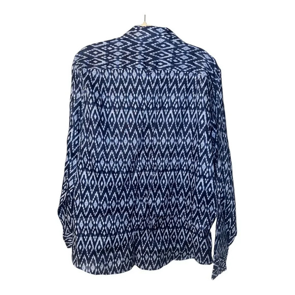 Club Room Mens Blue Breeze Linen Button Down, Large - Picture 3 of 6